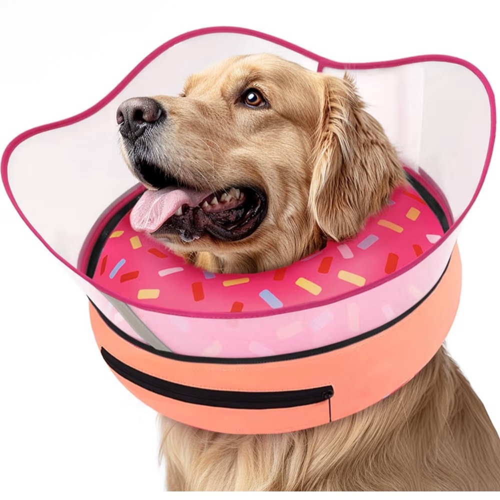 Donut Dog Recovery Collar w removable shield